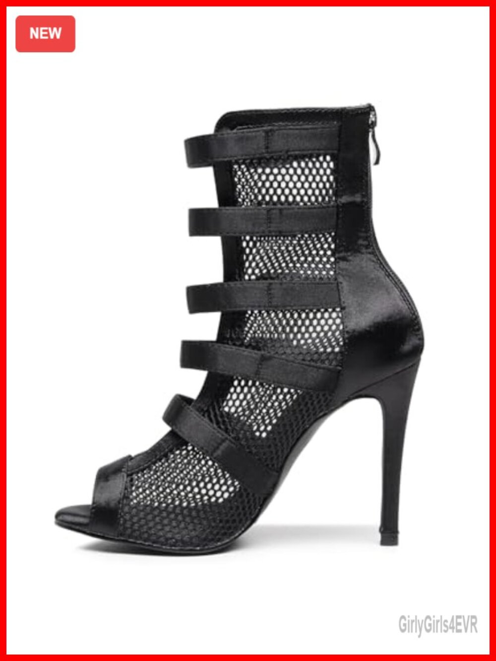 Women's 3.5" Stiletto Heel Mesh Satin Dance Boots Peep Toe Lace Up Ankle Booties